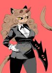  :&lt; anthro big_breasts biped black_inner_ear black_sclera bottomwear breasts brown_eyebrows brown_hair brown_tail business_suit clothing comic curled_hair demon digital_media_(artwork) domestic_cat eyebrows felid feline felis fur gloves grey_bottomwear grey_clothing grey_outfit grey_pants hair hand_weapon handwear hi_res horn inner_ear_fluff long_hair mammal manga multicolored_clothing narrowed_eyes pants pink_body pink_fur pink_inner_ear_fluff portrait puppychan48 red_background red_horn simple_background standing suit three-quarter_portrait trans_(lore) trans_woman_(lore) tuft two_tone_clothing white_clothing white_gloves white_handwear yellow_eyes 