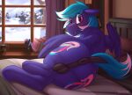  anus backsack balls bed blush butt dripponi equid equine equinox fan_character feral furniture genitals hasbro hi_res hooves horse lying lying_on_bed male mammal my_little_pony on_bed pegasus pony presenting presenting_hindquarters puffy_anus solo wings winter 