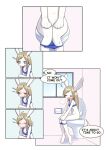  2021 annoyed anthro bathroom blonde_hair clothed clothing constipation female hair hi_res lagomorph leporid mammal panties panties_down partially_clothed rabbit solo straining toilet_use underwear underwear_down unousaya white_hair 