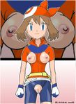  blue_eyes breast breasts brown_hair haruka_(pokemon) hat nude pokemon pussy uncensored 