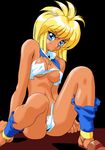  artist_request blonde_hair blue_eyes dark_skin dithering game_cg navel pc98 pixel_art princess_quest_mahjongg_sword solo torn_clothes 