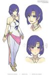  1girl alternate_costume artist_name asymmetrical_clothes bare_shoulders blue_eyes blue_hair blush breasts catria_(fire_emblem) cleavage collarbone expressions fire_emblem fire_emblem_echoes:_shadows_of_valentia fire_emblem_heroes frown gofelem medium_breasts multiple_views open_mouth short_hair smile solo twitter_username white_background 