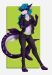  absurd_res anthro bottomwear bulge clothed clothing crop_top fish girly hi_res hoodie kal_(world3nder) leggings legwear male marine midriff navel pants pinup pose shark shirt simple_background smile snowiezegreight solo tight_clothing topwear yoga_pants 