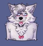  &lt;3 anthro blush bodily_fluids canid canine canis cum cum_in_mouth cum_inside cum_on_face eyewear genital_fluids gillygoyle male mammal nipples oral solo stewie_(stewiesleeps) tongue tongue_out wolf 