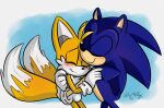  anthro canid canine clothing dipstick_tail duo eulipotyphlan eyes_closed fox gloves handwear hedgehog male male/male mammal markings miles_prower sega sonic_the_hedgehog sonic_the_hedgehog_(series) tail_markings unbreakablebond 