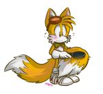  anthro blush blushed canid canine clothed clothing dipstick_tail eyewear fox fur glasses gloves handwear low_res male mammal markings miles_prower sega solo sonic_the_hedgehog_(series) tail_markings unbreakablebond 