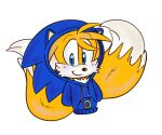  anthro blue_clothing blue_hoodie blue_topwear canid canine clothed clothing fox hoodie male mammal miles_prower ring sega solo sonic_the_hedgehog_(series) topwear unbreakablebond 