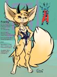  abstract_background absurd_res ankle_tuft anthro barefoot big_ears black_clothing black_eyes blonde_hair canid canine claws clothed clothing elbow_tufts feet female fennec fluffy fluffy_tail fox fur hair hi_res horn leg_tuft lingerie mammal neck_tuft shoulder_tuft siogo skimpy smile smiling_at_viewer solo solo_focus standing tuft tufted_fur yellow_body yellow_fur 
