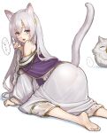  ... 1girl animal_ears bangs cat_ears cat_tail dress eyebrows_visible_through_hair feh_(fire_emblem_heroes) fire_emblem fire_emblem:_genealogy_of_the_holy_war fire_emblem_heroes hiyashiru julia_(fire_emblem) long_hair long_sleeves looking_at_viewer open_mouth paw_pose tail white_background white_dress white_hair wide_sleeves 