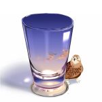  animal_focus bird chai claws cloud commentary cup glass hawk no_humans original shadow signature simple_background sky sunset undersized_animal white_background 