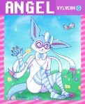  absurd_res badge butterfree clothing eeveelution eyewear fluffybardo footwear glasses hi_res nintendo pawpads pok&eacute;mon pok&eacute;mon_(species) socks solo sylveon text video_games 