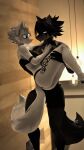 3d_(artwork) absurd_res anthro canid canine canis carrying_another carrying_character carrying_partner carrying_person clothing digital_media_(artwork) domibun duo female flustered fox hearing_aid hi_res kole_(domibun) male male/female mammal maxine_(domibun) source_filmmaker_(artwork) underwear upstairs wolf