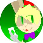  &spades; anthro blep blonde_hair bow_tie card clothing darlan_bunnit(character) darli_buni domestic_rabbit dutch_rabbit gloves gradient_background hair handwear hat headgear headwear lagomorph leporid lineless looking_aside male mammal oryctolagus profile_picture rabbit simple_background solo suit_symbol tongue tongue_out top_hat 