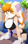  anthro big_breasts bikini breasts clothing eyelashes female gloves hair handwear hi_res kojiro-brushard lagomorph leporid looking_at_viewer mammal orange_hair rabbit sega smile solo sonic_the_hedgehog_(series) swimming_pool swimwear underwear vanilla_the_rabbit water 