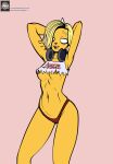  adventure_time anthro blonde_hair breasts bronwyn brown_nipples cartoon_network clothing featureless_eyes female fours_(artist) hair headphones hi_res low_cut_shirt nipples panties solo under_boob underwear yellow_body yellow_skin 