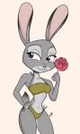  anthro bikini clothing disney female food hand_on_hip hi_res judy_hopps lagomorph leporid looking_aside mammal pawpsicle percibey popsicle rabbit solo swimwear zootopia 