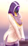  ! 2019 ? alien alien_humanoid alternate_version_at_source armor bottomless breasts clothed clothing dialogue exposed_breasts fecharis female headgear helmet hood humanoid legwear mask mass_effect nipples not_furry off_shoulder portrait purple_body purple_nipples purple_skin quarian shirt smutbase solo tali&#039;zorah text thigh_highs three-quarter_portrait topwear video_games white_clothing white_shirt white_topwear 