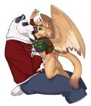  &lt;3 &lt;3_eyes absurd_res avian bird bottomless christmas christmas_clothing christmas_sweater christmas_topwear clothed clothing duo feathered_wings feathers felid feline female feral giant_panda gryphon guided_breast_grab hand_under_shirt hi_res holidays hybrid larger_male male male/female mammal mistletoe mythological_avian mythology owl pallas&#039;s_cat plant polar_bear sad_panda_in_snow size_difference smaller_female smile sona_(noxiis) sweater sweater_lift topwear treventant ursid ursine wings 