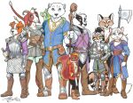 2024 anthro armor arrow_(weapon) axe badger battle_axe bear belt belt_pouch black_body black_eyes black_fur black_hair blue_eyes boots bottomwear bovid bow_(weapon) brown_body brown_eyes brown_fur canid canine canis caprine clothed clothing domestic_cat domestic_dog dragon felid feline felis female feral footwear fox fully_clothed fur goat green_body green_scales grey_eyes group hair headgear helmet horn hunting_dog jewelry leopardus male mammal medallion melee_weapon membrane_(anatomy) membranous_wings mustelid musteline mythological_creature mythological_scalie mythology necklace ocelot orange_body orange_eyes orange_fur pantherine plate_armor polar_bear purple_eyes ranged_weapon red_hair rodent scabbard scales scalie sciurid shoes simple_background skirt staff suid suina sus_(pig) sword terrie_smith terrier tiger tree_squirrel ursine weapon white_background white_body white_fur wild_boar wings yellow_eyes