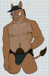 2024 anthro arm_hair armpit_hair belly biped black_clothing black_underwear blackgate_(game) body_hair brown_body brown_eyebrows brown_eyes brown_fur bulge checkered checkered_background clothed clothing detailed_bulge digital_drawing_(artwork) digital_media_(artwork) eyebrows fur genital_outline gruff_(blackgate) hand_behind_back happy_trail hat headgear headwear hi_res jockstrap looking_down male male_anthro mammal multicolored_body navel nipples partially_clothed partially_clothed_male pattern_background penis_outline pink_nipples pink_nose portrait simple_background slightly_chubby slightly_chubby_anthro slightly_chubby_male solo standing suid suina sus_(pig) three-quarter_portrait tusks underwear unsafescapewolf white_background white_sclera wild_boar