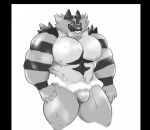  anthro barawerewolf big_pecs blep bodily_fluids confident featureless_crotch felid goo_creature incineroar male mammal muscular muscular_male nintendo nipples pantherine pecs pok&eacute;mon pok&eacute;mon_(species) solo sweat tiger tongue tongue_out video_games 