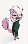 anthro arm_under_breasts barefoot bedroom_eyes big_breasts big_butt bimbette breasts butt cleavage clothed clothing feet female femme_fatale hair hair_over_eye hi_res looking_at_viewer mammal mephitid narrowed_eyes seductive skunk solo stanmort thick_thighs tiny_toon_adventures toes warner_brothers wide_hips