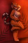  2022 anthro big_breasts breasts chinese_zodiac dreamworks felid female full-length_portrait fur hand_behind_head hand_on_hip hi_res kung_fu_panda looking_at_viewer mammal markings master_tigress nipples nude on_one_leg orange_body orange_fur pantherine portrait side_view skye3337 smile solo standing striped_markings striped_tail stripes tail_markings tiger year_of_the_tiger 