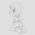  anthro bottomwear butt clothed clothing clothing_lift echidna feet female fours_(artist) hi_res kneeling looking_at_viewer mammal monotreme presenting presenting_hindquarters sega skirt skirt_lift solo sonic_adventure sonic_the_hedgehog_(series) tikal_the_echidna 