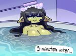 20pesos_sopa bathtub big_breasts black_hair breasts brush bubble ears_down english_text eyes_closed female glistening glistening_body goblin green_body green_skin hair hi_res huge_breasts humanoid humanoid_pointy_ears mary_(20pesos_sopa) not_furry nude offscreen_character partially_submerged pivoted_ears pointy_ears solo text wave