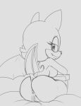  anus breasts butt chiropteran female fours_(artist) genitals hi_res looking_at_viewer looking_back mammal pussy rouge_the_bat sega side_boob sitting solo sonic_the_hedgehog_(series) 