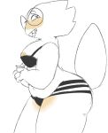 &lt;3 &lt;3_eyes alphys anthro black_bra black_clothing black_underwear bra chubby_anthro chubby_female clothed clothing eyewear female glasses nipple_slip nipples open_mouth partially_clothed simple_background solo undertale undertale_(series) underwear unknown_artist video_games white_background 