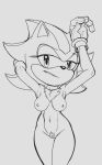  anthro breasts chest_tuft eulipotyphlan female fours_(artist) hand_behind_head hedgehog hi_res looking_annoyed looking_at_viewer mammal nipples pubes sega shadow_the_hedgehog solo sonic_the_hedgehog_(series) tuft 