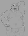  2022 anthro belly bulge crocodile crocodilian crocodylid horrorbuns humanoid_hands male moobs navel nipples overweight overweight_male reptile scalie simple_background sketch solo 