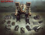  2boys absurdres ammunition_belt battletech bilingual clan_wolf energy_cannon english_commentary english_text equipment_layout flatbed_truck gun highres laser_projector machine_gun machinery madcat maintenance marco_mazzoni mecha military missile missile_pod multiple_boys official_art pilot rocket_launcher science_fiction translation_request walker weapon weapon_removed 