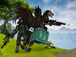4_toes absurd_res accessory adaca alternate_species anthro arm_warmers armor armwear assault_rifle asymmetric_clothing avian back_wings balaclava battle_rifle belt biomechanical bird black_body black_feather_hair black_feathers black_text blaster blue_glow body_armor body_horror bone boots bottomwear brown_body brown_feathers brown_fur brown_skin camo camo_bottomwear camo_clothing camo_print claws clothed clothing cloud combat_boots company_name conscription corvid corvus_(genus) crossover crow_(adaca) cybernetic_arm cybernetic_limb cybernetics cyborg day decaying decaying_body digitigrade duo electronics emaciated energy_weapon exposed_bone exposed_skull eyewear eyewear_on_head face_mask fantasy feather_hair feathered_wings feathers feet felid female fighting_pose flashlight floating_island flower flower_on_chest flowing_clothing foggy_background footwear forest forest_background fur gloves glowing glowing_eyes goggles goggles_on_face goggles_on_head green_clothing green_eyewear green_goggles green_jacket green_text_box green_topwear gun handwear haribunawa hat headgear headphones headset headset_microphone headwear hi_res holding_gun holding_object holding_ranged_weapon holding_weapon hologram ineffective_clothing jacket knee_pads larger_female leaf legends_of_chima lego levitating_object levitation lexi_abrams_(adaca) light light_beam light_feet light_fingers lion loincloth machine magic mammal mask microphone midriff military military_uniform misspelling monster mountain mountain_background multicolored_body nature nature_background navel open_mouth orange_eyewear orange_goggles oscine pantherine passerine pattern_bottomwear pattern_clothing plant pose pouches private_military pseudo_hair ranged_weapon raven rifle science_fiction scope shipping_container shoes shoulder_patch silencer size_difference skimpy skull skull_head sky slim smaller_female spread_arms spread_wings standing tail tail_feathers talons text thigh_pouch toe_claws toes topwear tree two_tone_body unconvincing_armor undead uniform visor weapon white_eyes white_text wings yellow_text_box