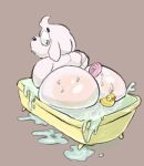  anthro balls bathing bathtub big_butt butt canid canine canis dogamy domestic_dog genitals hi_res huge_butt male mammal simplybobcat solo undertale undertale_(series) video_games 