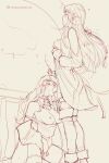  2girls ass bare_shoulders bbc-chan boots breasts closed_eyes clothes_lift cum dress dress_lift ejaculation female_masturbation final_fantasy final_fantasy_xiv futa_with_female futanari gaia_(ff14) handjob highres kneeling long_hair masturbation moaning multiple_girls open_mouth oral ryne see-through sketch standing testicle_sucking testicles thighs watermark 