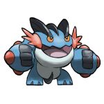  animal_focus blacknirrow chibi full_body mega_pokemon mega_swampert no_humans open_mouth pokemon pokemon_(creature) simple_background solo standing swampert white_background 