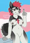  absurd_res anthro ash_(sebasti) body_hair breasts canid canine canis chest_hair domestic_dog ear_piercing female genitals hair hi_res husky lgbt_pride machapestudio mammal nordic_sled_dog nude piercing pride_colors pussy red_hair solo spitz standing trans_(lore) trans_woman_(lore) transgender_pride_colors wolf 