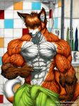2015 5_fingers abs andre_(newberrychucks) anthro artist_name bangs bathroom bathroom_sink biceps big_arms big_chest big_muscles black_claws black_lips black_nose black_pawpads broad_shoulders brown_body brown_fur brown_hair bulge canid canine cheek_tuft claws countertop crotch_tuft dated deltoids detailed detailed_muscles dipstick_tail djdarkfox facial_tuft faucet finger_claws fingers fist fluffy fluffy_tail forearm_muscles fox fur gloves_(marking) green_eyes hair half-length_portrait hi_res huge_muscles hyper hyper_muscles inner_ear_fluff inside lips looking_at_viewer male mammal markings mirror muscular narrowed_eyes navel orange_body orange_fur pawpads pecs pinching_self portrait pulling_skin pupils red_fox serratus shaded shower signature sink slit_pupils smile solo standing striated_muscles tail tail_markings teeth text thick_neck thick_thighs tile tile_wall toothy_smile towel towel_around_waist towel_only traditional_media_(artwork) trapezius triceps true_fox tuft url vascular veiny_abs veiny_arms veiny_hands veiny_legs veiny_pecs veiny_torso wall_(structure) white_body white_fur