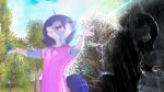 3d_(artwork) absurd_res anthro blue_hair blue_tail clothing crystal_glaze_(oc) digital_media_(artwork) equid equine fan_character hair hasbro hi_res hoodie horn male mammal my_little_pony mythological_creature mythological_equine mythology pink_clothing pink_shirt pink_t-shirt pink_topwear plant purple_eyes shirt solo split_personality t-shirt tail topwear tree unicorn unie