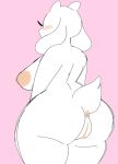  2021 anthro anus big_breasts big_butt biped boss_monster bovid breasts butt caprine chubby_female digital_media_(artwork) eyelashes female floppy_ears fur genitals goat horn mammal nude pink_anus pink_background portrait puppychan48 rear_view scut_tail short_tail simple_background solo standing three-quarter_portrait three-quarter_view toriel undertale undertale_(series) video_games white_body white_fur white_tail 