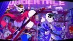 2boys ahin_vpv annoying_dog black_sclera black_shorts blue_jacket brothers character_request closed_eyes colored_sclera copyright_name electric_guitar gloves grin guitar holding holding_guitar holding_instrument instrument jacket mad_dummy_(undertale) mad_mew_mew male_focus mettaton multiple_boys napstablook onionsan papyrus_(undertale) sans_(undertale) shorts siblings skeleton sleeping smile teeth temmie toy trombone undertale 