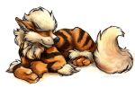  2018 arcanine brown_body brown_fur eyes_closed feral fur hair kenket male multicolored_body multicolored_fur nintendo orange_body orange_fur paws pok&eacute;mon pok&eacute;mon_(species) quadruped simple_background sleeping solo text two_tone_body two_tone_fur url video_games white_background 