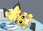 anal anal_penetration artist_logo bed bodily_fluids cum cum_in_ass cum_inside eyes_closed eyewear feral fur furniture generation_2_pokemon genital_fluids genitals goggles hamtaro_(series) logo male male_feral nintendo on_bed penelope_(hamtaro) penetration penile penile_penetration penis_in_ass pichu pichu90 pillow plushie plushophilia pokemon pokemon_(species) pussy scarf solo sparks_pichu stitch_(sewing) yellow_body yellow_fur