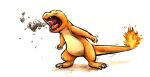  2017 ambiguous_gender anthro biped charmander eyes_closed fire flaming_tail kenket nintendo open_mouth orange_body pok&eacute;mon pok&eacute;mon_(species) simple_background smoke smoke_from_mouth solo standing tongue video_games white_background 