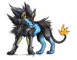  2018 black_body black_fur blue_body blue_fur feral fur kenket luxray male multicolored_body multicolored_fur nintendo pok&eacute;mon pok&eacute;mon_(species) quadruped simple_background solo standing text two_tone_body two_tone_fur url video_games whiskers white_background yellow_body yellow_fur 