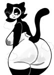  2021 anthro areola big_butt biped black_clothing black_ears black_eyelids black_hair black_legwear black_nose black_stockings black_tail black_topwear breath butt clothing curvy_figure digital_media_(artwork) domestic_cat eyelashes felid feline felis female glistening glistening_areola glistening_butt glistening_hair goth grey_areola grey_nipples hair half-closed_eyes legwear looking_back mammal mostly_nude narrowed_eyes nipples portrait puppychan48 rear_view simple_background solo standing stockings three-quarter_portrait topwear voluptuous white_background white_face wide_hips 