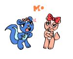 2023 air_freshener angry anthro bow_ribbon buckteeth chibi chipmunk cross-popping_vein crossed_arms duo eyebrows eyelashes featureless_crotch female front_view giggles_(htf) glare ground_squirrel happy_tree_friends jewelry low_res mammal mephitid myrant necklace nude open_mouth petunia_(htf) rodent sciurid simple_background skunk standing tail teeth tongue
