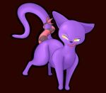  absurd_res all_fours anal anal_vore butt domestic_cat felid feline felis flygon glowing glowing_eyes hi_res leafysnivy mammal nintendo pok&eacute;mon pok&eacute;mon_(species) purple_body simple_background video_games vore 